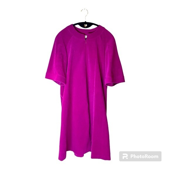 Vanity Fair Other - Vanity Fair Vintage Pinkish Purple House Coat Robe with Pockets Zip Up